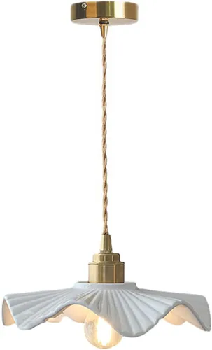 E26 Moderno minimalista creativo blanco lámpara colgante de cerámica, lámpara colgante de comedor, dormitorio mesita de noche barra colgante luz,