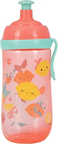 Miniatura 2 de Nuby Vaso de 2 etapas con boquilla de silicona antiderrames y ventana emergente de flujo libre, 12 onzas, surtido (colores/diseños pueden variar)