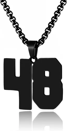 Miniatura 174 de Collar de Número Dorado para Hombre, Cadena de Acero Inoxidable con Colgante de Número para Atletas, Joyería Deportiva Personalizada para Niños