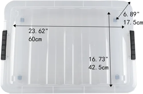 Miniatura 2 de Zopnny Contenedor organizador de plástico de 25 cuartos de galón para debajo de la cama, con tapas seguras y hebillas duraderas, transparente