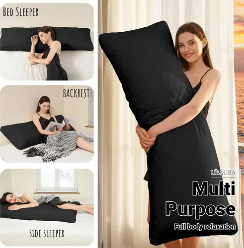 Miniatura 4 de Ubauba Almohada corporal de espuma viscoelástica, almohadas de cuerpo grande para adultos, almohadas largas firmes y esponjosas para dormir