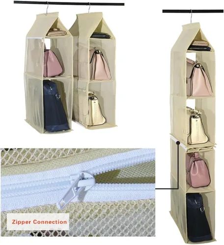 Miniatura 4 de Bolsa desmontable de 4 compartimentos para colgar bolsos, bolsa transparente para almacenamiento, armario, sistema de organización de ahorro