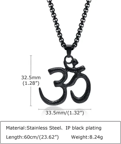 Miniatura 6 de VNOX Collar con colgante de yoga Om - Collar con colgante de yoga hindú espiritual con símbolo sánscrito Om Aum OhmLotus Yoga
