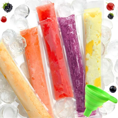 Bolsas de molde para paletas con embudo, tubos desechables de congelador sin BPA de 11 x 2 pulgadas con sello de cremallera para jugos, batidos,