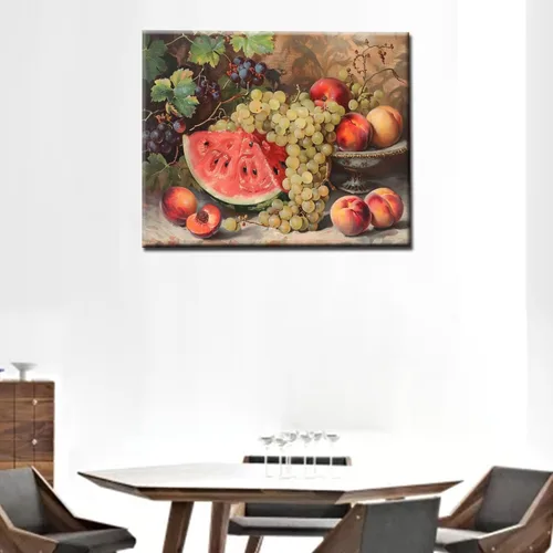 Miniatura 4 de Pintura de frutas por números para adultos, pintura al óleo digital de uva, sandía, naranja, melocotón, ciruela, lienzo, pintura acrílica, divertida