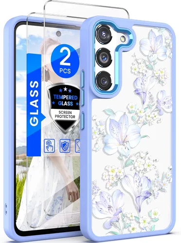 Miniatura 13 de Dretal Funda para Samsung Galaxy S22 5G Floral, de Grado Militar Probada contra Caídas, Parte Trasera Dura y Borde Suave, Funda Protectora de Verde