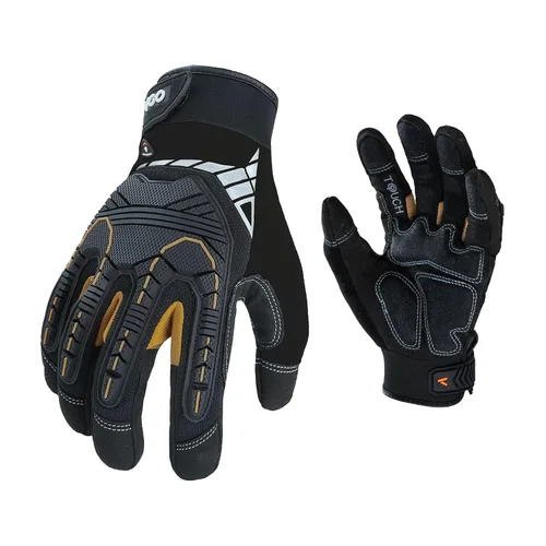 Miniatura 16 de Vgo - 1 par de guantes de piel sintética para protección de impactos, para mecánicos y perforadores, alta destreza, reducción de vibraciones