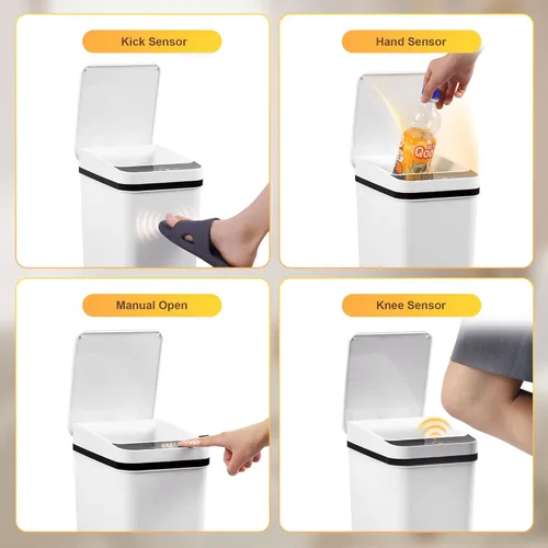 Miniatura 5 de Bote de Basura para Baño Automático Sin Contacto de 2.6 Galones, Botes de Basura Inteligentes Pequeños con Tapa, Bote de Basura Delgado para Cocina