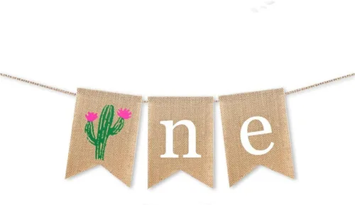 Cartel de cactus para silla alta para primer cumpleaños, color verde, unisex de 78 pulgadas (solo ancho), pancarta de fiesta de cumpleaños Cactus ONE