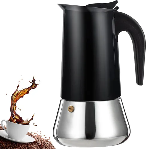 Miniatura 12 de olla de 6 tazas para preparar espresso en la estufa, cafetera moka de acero inoxidable, percolador para estufa, cafetera italiana, capaz de preparar