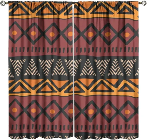 Miniatura 12 de BAEKJIN Cortinas opacas africanas, color blanco y negro, abstracto, geométrico, africano, tribal, escritura, étnico, para hombres, niños