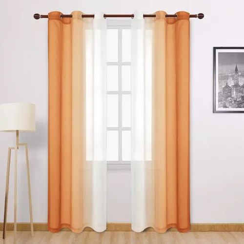Miniatura 101 de DWCN Cortinas Transparentes de Lino Sintético Negro Degradado Ombré - Cortinas Semi Transparentes de Gasa con Ojales en la Parte Superior