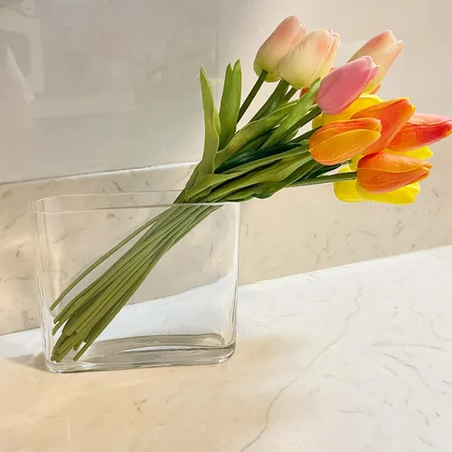 Miniatura 8 de CYS EXCEL Jarrón de Cristal para Libros (H:6" Apertura:7"x2") Jarrón de Flores Ovalado con Borde Redondo Rectangular Centro de Mesa para Bodas