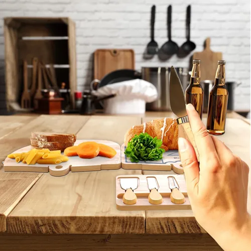 Miniatura 6 de Juego de tablas plegables de bambú para charcutería, juego de regalo único de tabla de cortar queso para mamá, papá, pareja o inauguración de la casa