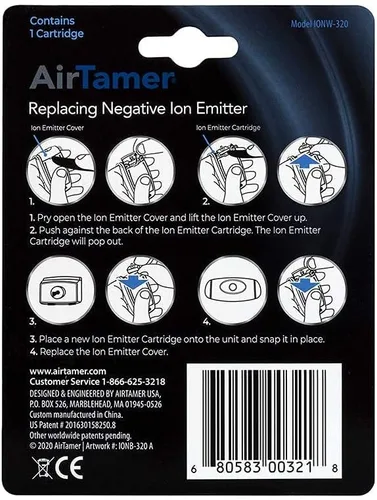 Miniatura 2 de AirTamer Cartucho emisor de iones negativos de repuesto para purificador de aire personal, fabricado para AirTamer modelo A320 (negro)