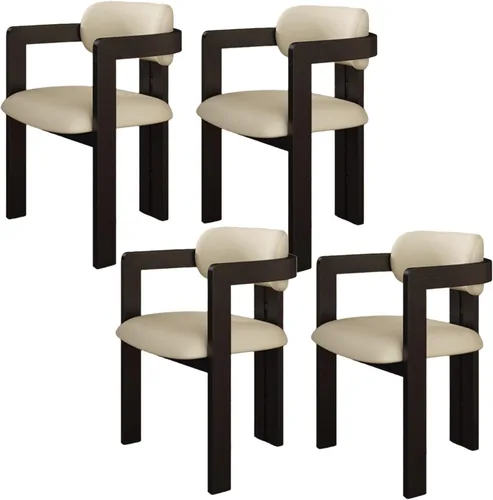 Miniatura 23 de Juego de sillas de comedor de madera, sillas de comedor modernas, silla de cocina tapizada, silla auxiliar de granja con brazos, para sala de estar