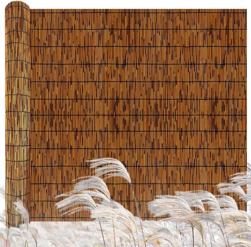Cercado de Caña Natural, Pantalla de Caña de 4 PIES X 16.4 PIES, Pantalla de Caña para Balcón, Cerca de Pantalla de Bambú para Patio Trasero al Aire