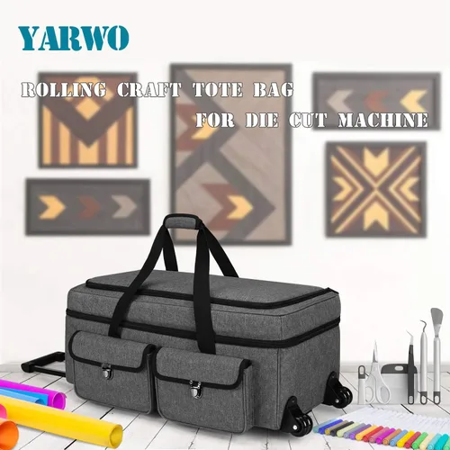 Miniatura 7 de Yarwo Rolling Craft - Bolsa de mano con ruedas compatible con Cricut Maker 4, Maker 3, Explore 5, Explore 4, Explore 3, Cameo 4/5, funda de Gris