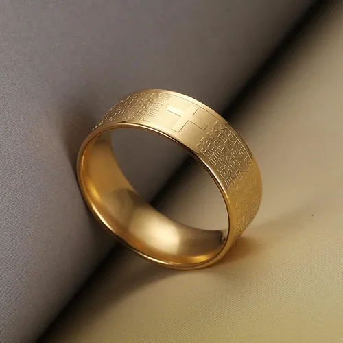Miniatura 3 de Scddboy Anillo de boda pulido con versículo bíblico de 0.315in para hombre de acero inoxidable