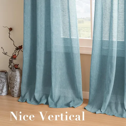 Miniatura 7 de Paneles elegantes de cortina de lino natural, cortinas de lino semitranslúcidas de eficiencia energética/paneles de cortina con ojales de níquel