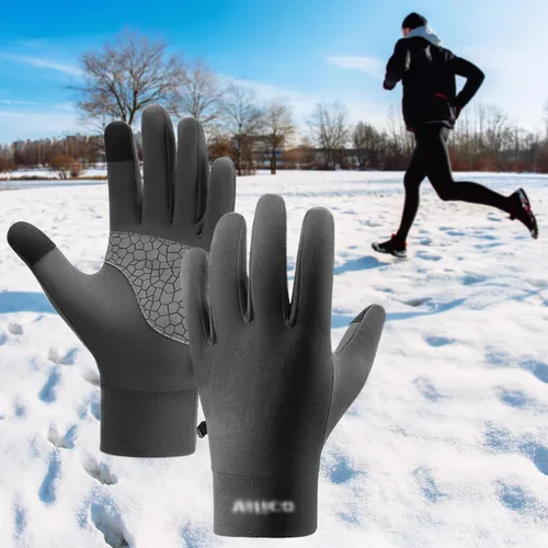 Miniatura 10 de Guantes de correr para hombres y mujeres, guantes de invierno para pantalla táctil, guantes térmicos ligeros con palma de silicona antideslizante
