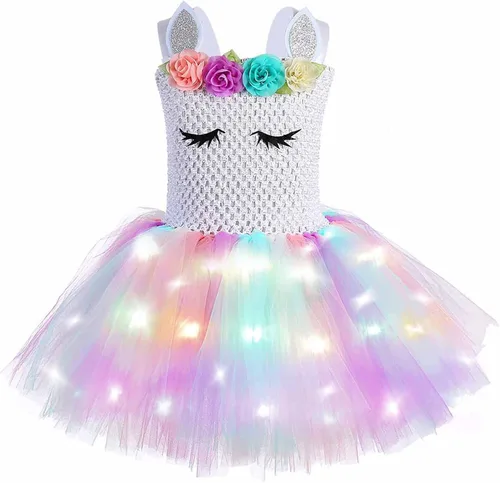 Vestido floral de malla de colores para niñas, vestidos de princesa sin mangas para fiesta, tutú de tul corto