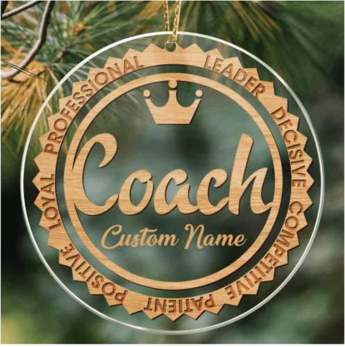 CUBICER Juegos de adornos personalizados para entrenadores, instructor, adornos acrílicos blancos, decoraciones colgantes de pino de Navidad para
