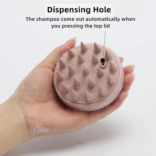 Miniatura 3 de BTYMS Cepillo de champú y exfoliante para el cuero cabelludo con dispensador, cepillo exfoliante y masajeador de silicona para eliminar la caspa