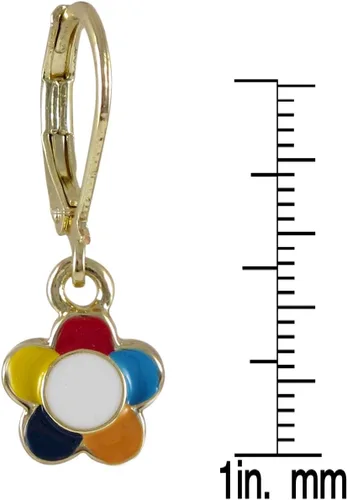 Miniatura 2 de Pendientes colgantes de flores esmaltadas multicolor con acabado dorado, Esmalte