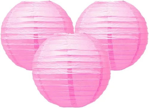 Miniatura 16 de Paquete de 3 linternas redondas de papel para decoración de boda y fiesta de cumpleaños (azul bebé, 4 pulgadas/3.9 in)