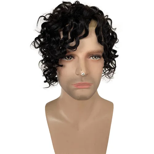 Miniatura 2 de Voloria Full French Lace Toupee Loose Wave Europeo Cabello Humano Sistemas de Reemplazo para Hombres Hairpiece 10x8inch #1B Color Negro