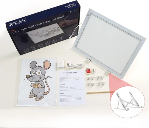 Miniatura 7 de TOHETO Almohadilla de luz A4 con soporte plegable, adaptador certificado UL, almohadilla ultra fina súper brillante de 8000 Lux para vinilo