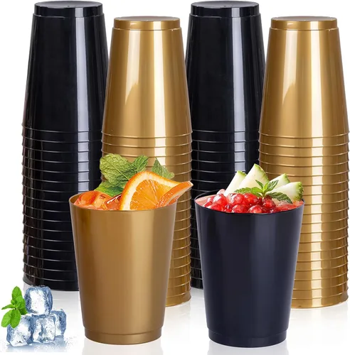 Miniatura 11 de DaYammi 120 Piezas Vasos de Plástico Azul de 9 Oz Vasos de Fiesta de Plástico Transparente Desechables con Borde Azul Copas de Vino Desechables