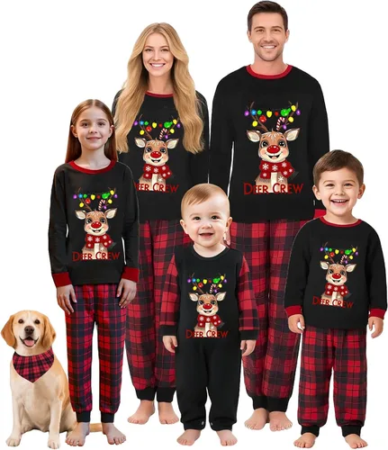 Miniatura 12 de OAKFashion Conjuntos de Pijamas Familiares de Navidad, Pijamas Familiares a Juego de Navidad Ropa de Dormir Pjs