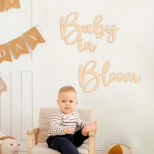 Miniatura 2 de Baby in Bloom - Decoraciones de madera para baby shower, letrero de madera para decoración de pared de bricolaje, telón de fondo de revelación
