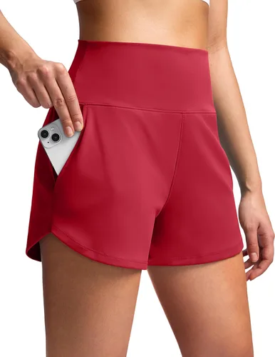 Miniatura 9 de Soothfeel Pantalones cortos deportivos de cintura alta para mujer, 3.5 pulgadas, control de abdomen, cómodos, para entrenamiento, gimnasio