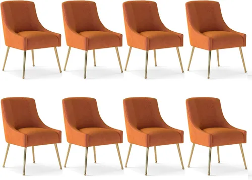 Miniatura 36 de Sillas de comedor modernas, sillas de comedor tapizadas en terciopelo con patas doradas, juego de 2 sillas de acento con capitoné para sala de Beige
