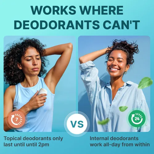 Miniatura 5 de Suplemento desodorizante corporal – Desodorante interno natural cápsulas de clorofila con perejil y menta – 60 pastillas veganas de 500 mg +