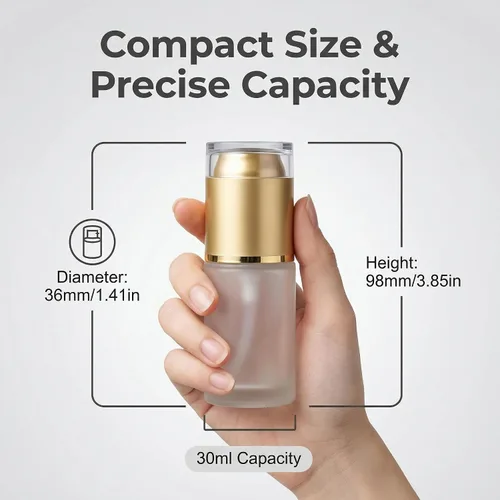 Miniatura 2 de QUUPY Paquete de 3 botellas vacías recargables de vidrio esmerilado transparente, dispensadores de cosméticos portátiles de viaje para loción