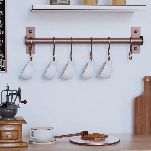 Miniatura 4 de Dseap Soporte para Utensilios de Cocina, Estante para Ollas y Sartenes Montado en la Pared, Riel de Cocina con 8 Ganchos para Colgar Utensilios