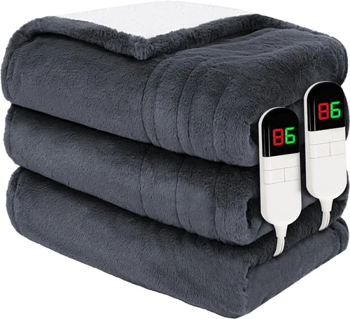 Miniatura 13 de Manta eléctrica premium doble 62"×84" - Manta eléctrica ultra acogedora y suave con 8 niveles de calefacción, manta de pelo sintético de conejo