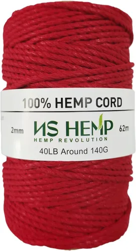 Miniatura 2 de [NS HEMP ] Cuerda de cáñamo 100% de cáñamo de 0.079 pulgadas, 205 pies, envolviendo panaderos para cocinar manualidades, cordel de cocina