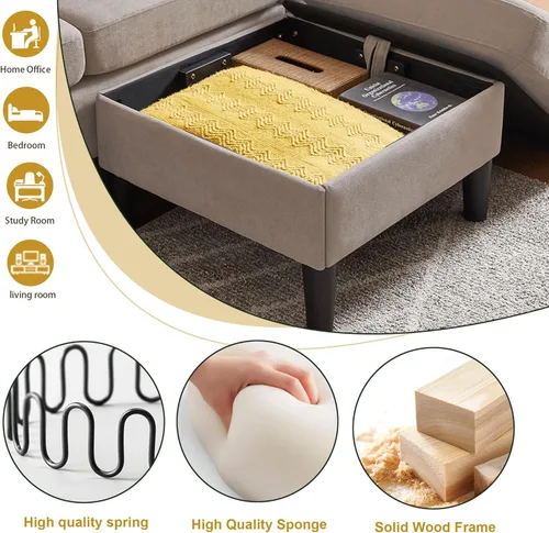 Miniatura 3 de Juego de sofá modular convertible, sofá en forma de L de 77 pulgadas con otomana y sofá biplaza de 48 pulgadas, sofás modernos para sala de estar