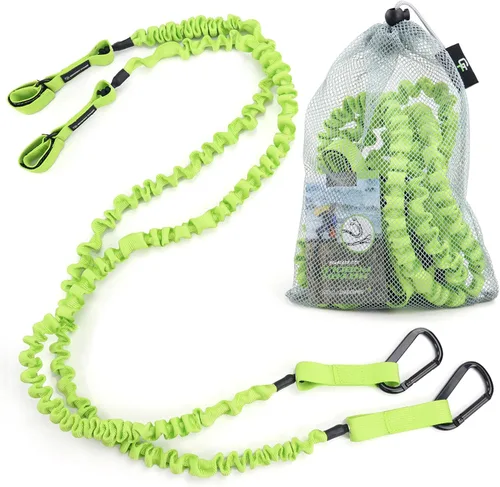 Gradient Fitness 2 Pack Kayak Paddle Leash, 5-8 Feet Stretchable Paddle Strap with Carabiner Secure Leash Lanyard Rope for SUP Kayak Canoe Paddle