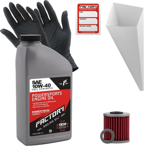 Factory Racing Parts Kit de cambio de aceite compatible con Kawasaki KX250F KX250 KX250X – Incluye 1 cuarto de aceite sintético completo 10W-40, 1