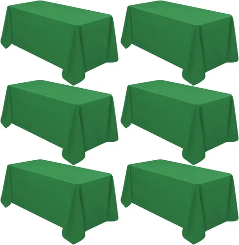 Miniatura 18 de YMHPRIDE Paquete de 6 manteles de poliéster color azul real, 60 x 102 pulgadas, rectangulares, resistentes a las arrugas, lavables a máquina