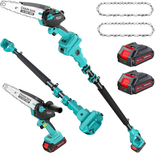 Miniatura 12 de Mini motosierra de 8 pulgadas con motor sin escobillas de 1000 W, 2 baterías recargables, motosierra pequeña de mano para cortar madera, regalos
