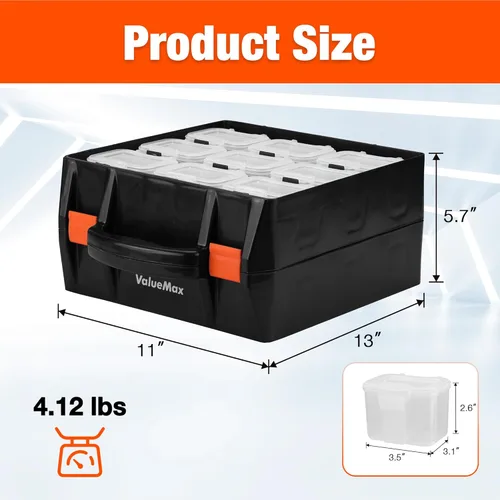 Miniatura 7 de ValueMax Caja organizadora de piezas pequeñas, caja de herramientas de doble cara con 18 contenedores extraíbles, estuche portátil de almacenamiento