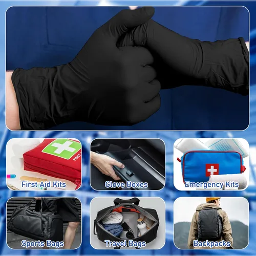 Miniatura 6 de Chicingyou 30 pares de guantes de emergencia desechables empaquetados individualmente, guantes de viaje para trauma, guantes esenciales de nitrilo