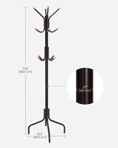 Miniatura 5 de SONGMICS Perchero Independiente, Perchero de Metal con 12 Ganchos y 4 Patas, Soporte para Ropa, Sombreros y Bolsos, para Entrada, Sala de Estar